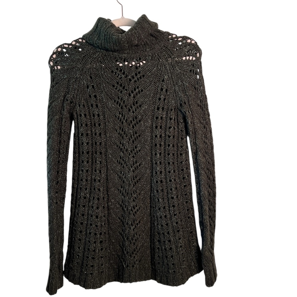 Anthropologie Sleeping on‎ Snow Green Cotton Linen Wool Blend Knit Sweater XS